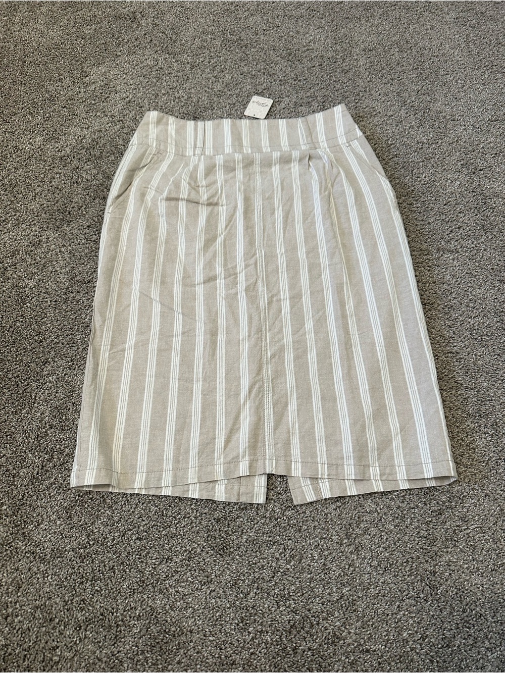 NWT Free People Juniper Beige Striped Midi Skirt